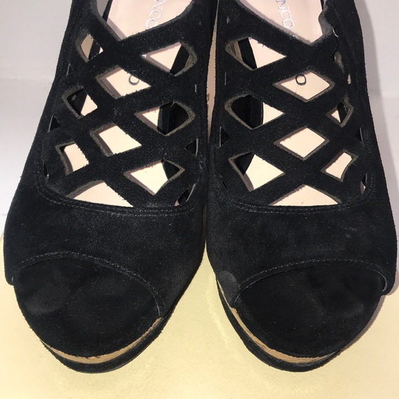 FANCO SARTO SASHA WEDGE, BLACK SUEDE, SZ 7 - Picture 3 of 7